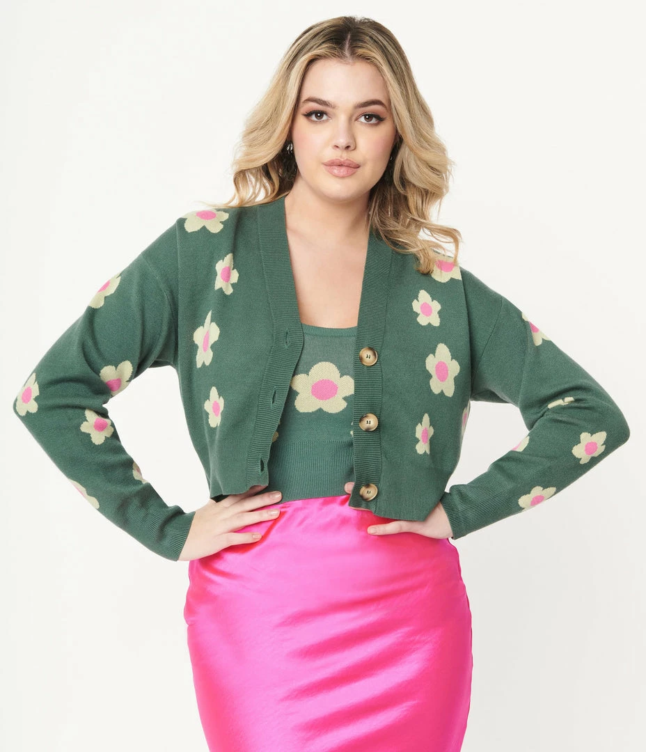 Bailey Rose Teal Green & Mint Daisy Cardigan Sale
