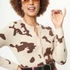 Bailey Rose Brown Cow Print Crop Cardigan