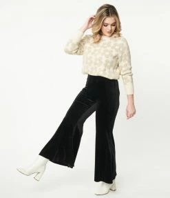 Umgee Black Velvet Flare Pants Sale
