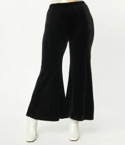 Umgee Black Velvet Flare Pants Sale