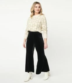 Umgee Black Velvet Flare Pants Sale