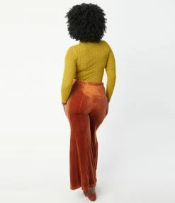 Umgee Sale Burnt Orange Velvet Flare Pants