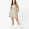 Aakaa Silver Sequin Mini Dress