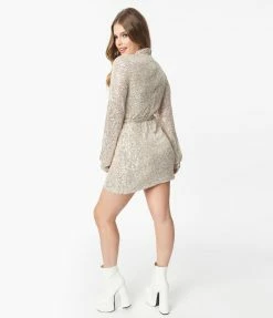 Aakaa Silver Sequin Mini Dress