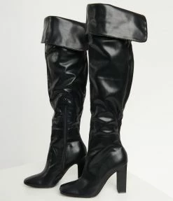 DDK FOOTWEAR, INC Black Leatherette Tall Knee-High Boots