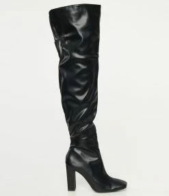 DDK FOOTWEAR, INC Black Leatherette Tall Knee-High Boots