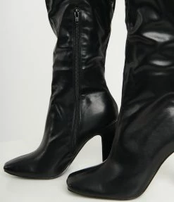 DDK FOOTWEAR, INC Black Leatherette Tall Knee-High Boots