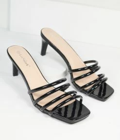 Shoe Click Heels & Wedges Black Strap Heel Sandals