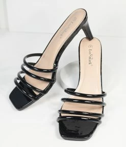 Shoe Click Heels & Wedges Black Strap Heel Sandals