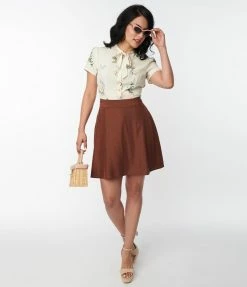 Clothing Unique Vintage Brown Briella Flare Skirt