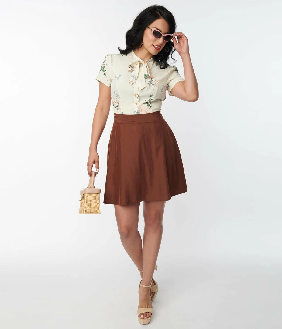 Clothing Unique Vintage Brown Briella Flare Skirt