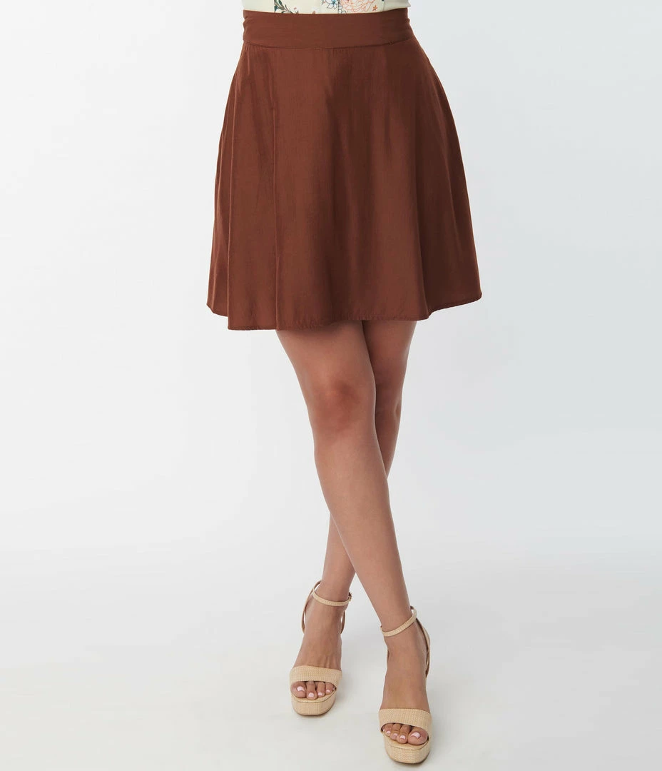 Clothing Unique Vintage Brown Briella Flare Skirt