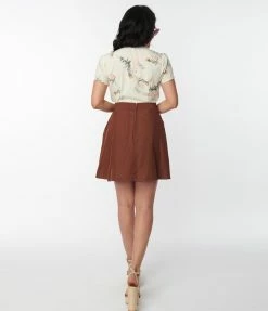 Clothing Unique Vintage Brown Briella Flare Skirt
