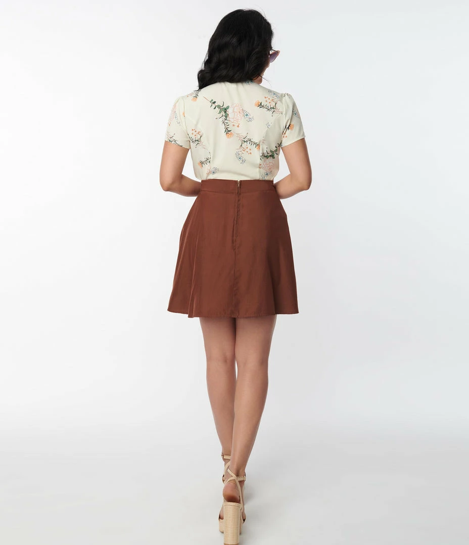 Clothing Unique Vintage Brown Briella Flare Skirt