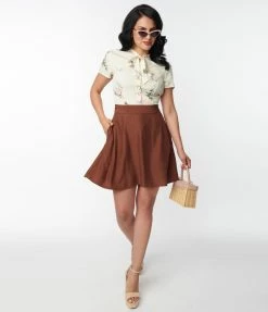 Clothing Unique Vintage Brown Briella Flare Skirt