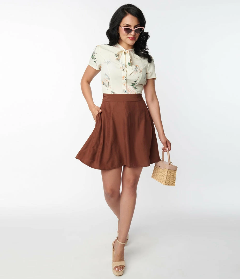 Clothing Unique Vintage Brown Briella Flare Skirt