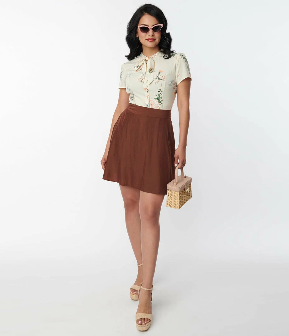 Clothing Unique Vintage Brown Briella Flare Skirt