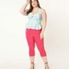 Clothing Unique Vintage Plus Size Hot Pink Cary Capris