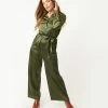 She+Sky Sale Olive Green Satin Jumpsuit