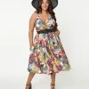 Unique Vintage Plus Size Tropical Botanical Print Tarrytown Hostess Dress Sale
