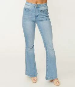 CEROS Sale Light Blue Front Pocket Flare Jeans