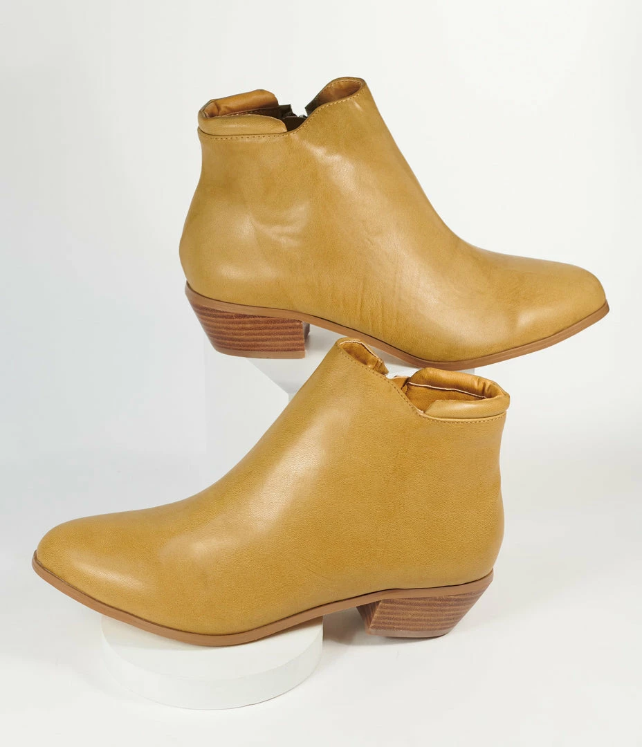 Cavort Int'l Inc (NYLA Shoes) Boots Sand Tan Leatherette Winona Ankle Booties