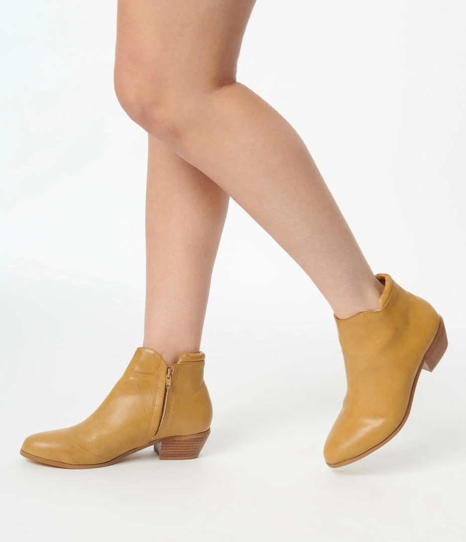 Cavort Int'l Inc (NYLA Shoes) Boots Sand Tan Leatherette Winona Ankle Booties