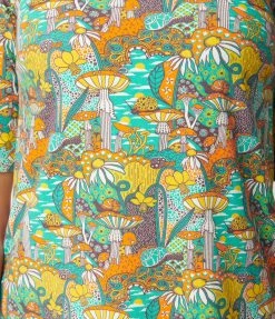 Blue Platypus Teal Mushroom Garden Print Tunic Dress Sale