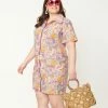 Blue Platypus Plus Size Pink Mushroom Garden Print Mini Dress Sale