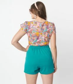 Blue Platypus Pink Mushroom Garden Print Top Sale