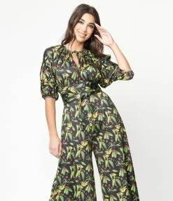 Rebel Love Black & Green Herbs Sojourn Jumpsuit