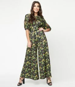 Rebel Love Black & Green Herbs Sojourn Jumpsuit
