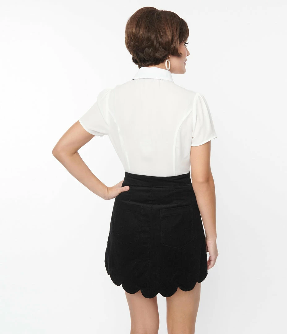 Smak Parlour White & Bow Ties Power Play Blouse Clothing