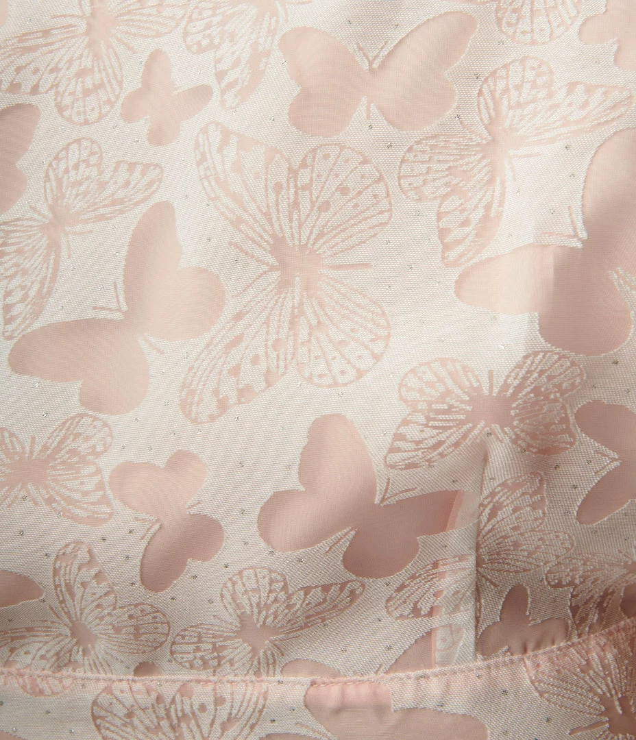 Unique Vintage Plus Size White & Peach Butterfly Burnout Wrap Crop Top