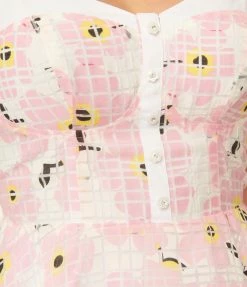 Sale Unique Vintage 1950s Pink Floral Burnout Swing Dress