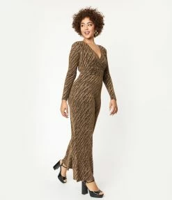 Flying Tomato Sale Gold & Black Zebra Stripe Jumpsuit