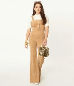 Flying Tomato Retro Taupe Corduroy Wide Leg Jumpsuit Sale