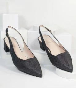 Shoe Click Shimmering Black Slingback Heels Heels & Wedges