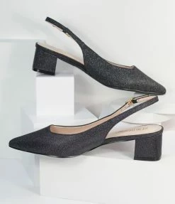 Shoe Click Shimmering Black Slingback Heels Heels & Wedges