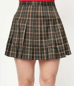 Emory Park Sale Green Plaid Pleated Tennis Skirt