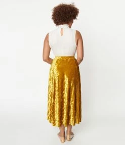 Emory Park Mustard Velvet Midi Skirt