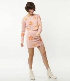 Emory Park Sale Peach & Orange Floral Mini Skirt