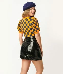 Saint Geraldine Sale Orange & Navy Check Cardigan