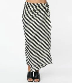 Compania Fantastica Black & White Wavy Stripe Sarong Skirt