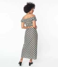Compania Fantastica Black & White Wavy Stripe Sarong Skirt
