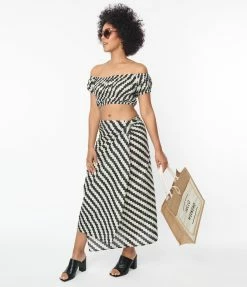 Compania Fantastica Black & White Wavy Stripe Sarong Skirt