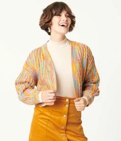 Blue Blush Multicolor Sweater Crop Cardigan Sale