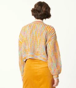 Blue Blush Multicolor Sweater Crop Cardigan Sale