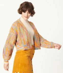 Blue Blush Multicolor Sweater Crop Cardigan Sale