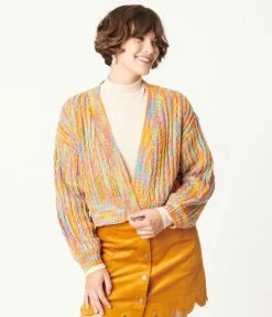 Blue Blush Multicolor Sweater Crop Cardigan Sale